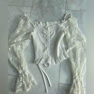 SHEIN cream lace top, never worn. Size large